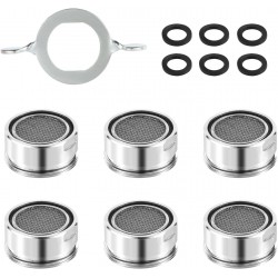 NEW 6pcs Faucet Aerators, Sink Tap Replacement Filter Adapter Parts with 6pcs Gasket Washers and 1 Wrench Tool for Bathroom Kitchen Home Accessories