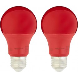 NEW 2/PACK Amazon Basics 60 Watt Equivalent, Non-Dimmable, A19 LED Light Bulb | Red