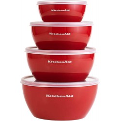 LIGHTLY USED KitchenAid Classic Prep Bowls with Lids, Set of 4, Empire Red