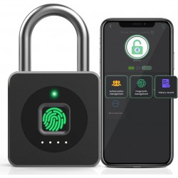 NEW Pothunder Fingerprint Padlock, Fingerprint Lock with APP, Padlock with Keyless Biometric, Smart Padlock Waterproof Suitable for Gym, Locker, Gates, Fence and Storage, YL-P6BF