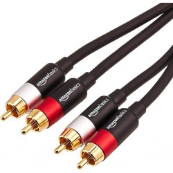 NEW Amazon Basics 2 RCA Audio Cable for Amplifier,Active Speakers or Subwoofer with Gold-Plated Plugs, 1.22 m, Black