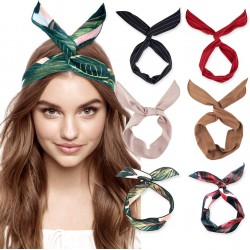 NEW 6/PACK DRESHOW Twist Bow Wire Headbands Vintage Head Wrap Rabbit ear Wired Hairbands Hair Holder Hair Accessory for Women and Girls