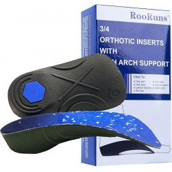 NEW LARGE RooRuns 3/4 Length Orthotic Inserts, High Arch Supports Insoles Men Women for Over-Pronation/Plantar Fasciitis/Flat Feet Heel Pain Relief Shoe Inserts, for Walking Running