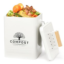 NEW Perfnique Kitchen Compost Bin, 1.7 Gallon Countertop Compost Bin with Lid, Indoor Compost Bin Includes 2 Carbon Filters, Small Compost Bucket, Food Waste Bin for Kitchen with Trash Bags (Cream White)