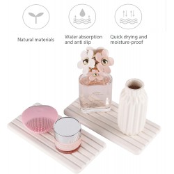 NEW NiuYichee 2 PCS Water Absorbent Diatomite Coasters Rectangle, Grooved Design, Water Absorbing Stone Used for Hand Soaps & Plants & toiletries in The Modern Home - 8.5 X 4