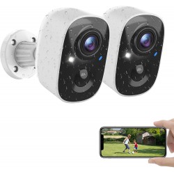 NEW MaxiViz Wireless Camera Outdoor, Battery Powered Security Camera with 2K Color Night Vision, Outside Cameras with AI Motion Detection, 2-Way Talk, IP66 Weatherproof, SD/Cloud Storage, 2 Packs