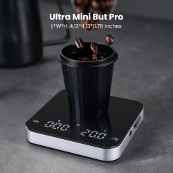 NEW Rechargeable Mini Coffee Scale with Timer, Maestri House Espresso Scale, 2kg/0.1g Accurate Scale for Espresso and Pour-Over Coffee, Portable Digital Kitchen Scale with Automatic Timing(Black&Silver)