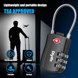 NEW TSA Luggage Lock, [ Zinc Alloy Version] Diyife TSA Approved Luggage Lock 3-Digit Re-settable Combination Lock, Code Lock for Travel Suitcase Luggage Bag Lockers (Black)