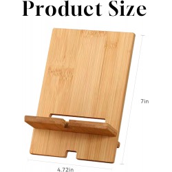 NEW IUI Cell Phone Stand, Wooden Cellphone Tablet Holder Desktop, Compatible with All Smartphones Tablets Customized Natural Beech Wood for Table, Desk & Bedside (7x4.7inch)