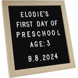 NEW (READ NOTES) C Crystal Lemon Letter Board, Felt Letter Board, 10x10 inches, Changeable Wooden Message Board Sign, Wood Frame, Wall Mount, with Display Stand (Black)