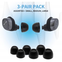 NEW Comply Foam New TrueGrip Premium Memory Foam Tips for Sennheiser Momentum 3, 4 & ACCENTUM, Assorted S, M, L, Black 3-Pairs - Superior Noise Isolation, Increased Comfort, Secure Fit w/Cleaning Tool