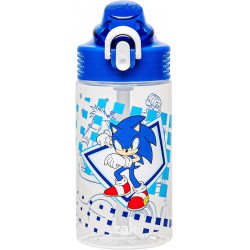 NEW Zak Designs Sonic the Hedgehog Water Bottle For School or Travel, 16oz Durable Plastic Water Bottle With Straw, Handle, and Leak-Proof, Pop-Up Spout Cover (Sonic, Eggman)