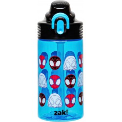 NEW Zak Designs Sage Marvel Spider-Man Water Bottle For School or Travel, 16oz Durable Plastic Water Bottle With Straw, Handle, and Leak-Proof, Pop-Up Spout Cover (Spidey and His Amazing Friends) - 454G
