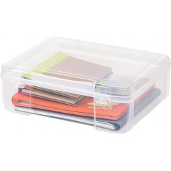 NEW IRIS USA Portable Plastic Scrapbook Project Case for 30.5 cm x 30.5 cm Paper, Storage Box Organizer for Crafts Art Supplies File Paper and Office Documents with Built-in Handle, Clear