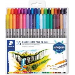 NEW Staedtler Double-Ended Fiber-Tip Pens, Washable Ink, Fine & Bold Writing and Coloring Tips, 36 Assorted Colors, 3200 TB36 (3200TB36)