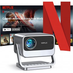 NEW [Netflix Officially & AI Auto Focus] VOPLLS 4K Projector with WiFi and Bluetooth, 3D Stereo Sound & Auto Keystone Smart Video Projector, 1200ANSI Outdoor Movie Projector with Screen, MAX 300'' Display