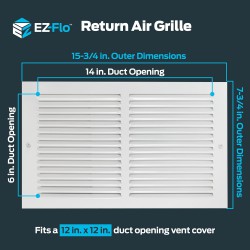 NEW EZ-FLO 61628 Return Air Grille, 14 x 6, White