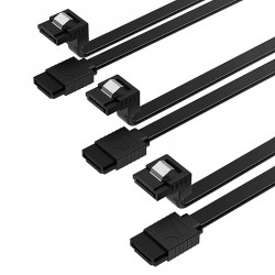 NEW SATA Cable 6Gbps, sata 3 Cable, (3 Pack), HDD ssd Data Cable, L Shape 7 pin SATA III Cable with Locking Latch for Hard Drives sata HDD/SSD, CD, and DVD Drives, SATA I & II, 50 cm, Black (CB-SRK3)