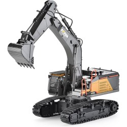 NEW HNR 22 Channel 1:14 Remote Control Excavator Toy with Metal Shovel, Turns 680 Degree, RC Excavator, 2.4Ghz,Lighting Sound Effects Upgraded Charging for Kids, Automatic Digging,rc Excavator for Adults