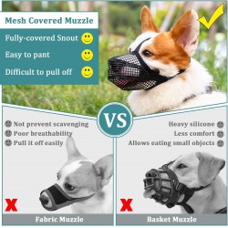 NEW XXS Mayerzon Dog Muzzle, Patented Mesh Muzzles for Small Medium Large Dogs, Soft Covered Mouth Guard with Adjustable Straps, Prevent Biting Chewing and Licking
