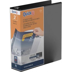 NEW QuickFit View Binder, 3-Ring Binder for School or Office, D Ring, Black, Single, 2 Inch