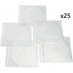 NEW 25PK VERBATIM CD/DVD Clear Slim Jewel Cases, 5.2 mm