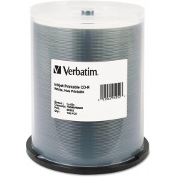 NEW Verbatim 95252 CD Recordable Media -CD-R -52x -700 MB -100 Pack Spindle -Inkjet Printable