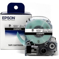 NEW Epson LABELWORKS 250IBWPX PET (Polyester) Tape Cartridge - Black on White Strong Adhesive Standard Industrial Label Maker Tape - 2 (50MM) Wide, 26.2 ft