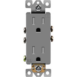NEW ENERLITES, Gray Decorator Receptacle Outlet, Tamper-Resistant, Residential Grade, 3-Wire, Self-Grounding, 2-Pole, 15A 125V, UL Listed, 61501-TR-GY