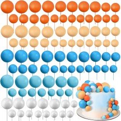 NEW 76 Pcs Balls Cake Topper DIY Cupcake Insert Foam Balloons for Cake Baking Wedding Anniversary Birthday Decoration(Fresh Colors,Multi Sizes)