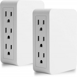 NEW Plug in Outlet Extender,6 Grounded Outlet to The Side,Wall tap Side Access Adapter,Electrical Wall Plug,UL Listed,2 Pack