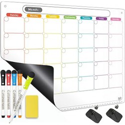 NEW JJPRO Magnetic Dry Erase Monthly Calendar Whiteboard for Refrigerator-One Monthly Planner Whiteboard and Two Notes Boards Set for Fridge-Refrigerator Organizer with Monthly Planning Board