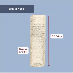 NEW TRIXIE Replacement Sisal Post for Scratching Posts, Cat Trees and Cat Towers, 3.5 in x 15.7 in (9 x 40 cm)