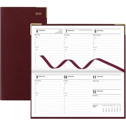 NEW Letts of London Classic 2025 Weekly/Monthly Appointment Book and Planner, 12 Months, January to December, Gold Corners, Horizontal, Slim Size, 6.625 x 3.25, English, Burgundy (C32SBY-25)