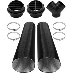 NEW 75mm Diesel Parking Heater Kit, Heater Pipe Warm Air Outlet Vent Set with Warm Air Ducting, Heater Ducting Vent Outlet, Y Branch Connector, Hose Clip, Scalable Range 50-100CM