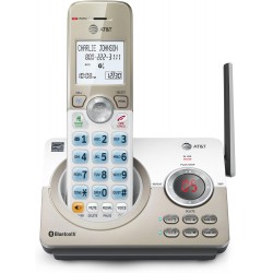 NEW AT&T DL72119 DECT 6.0 Single Cordless Phone for Home with Bluetooth Connect to Cell, Call Blocking, 1.8 Backlit Screen, Big Buttons, intercom, and Unsurpassed Range, White/Champagne