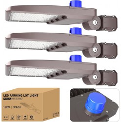 NEW JC-LGL 150W Parking Lot Light 3Pack, LED Shoebox Light 21000LM, IP65 100-347V Dusk to Dawn LED Parking Lot Light with Slip Fitter, 5000K Daylight Outdoor Street Light for Parking Lot Sports Stadium