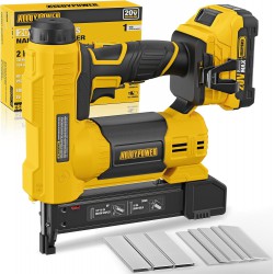 NEW ALLOYPOWER 18 Gauge Nail Gun Battery Powered, 2 in 1 Cordless Brad Nailer/Electric Stapler for Home Improvement & Woodworking