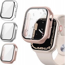 NEW Tensea [3Pack] for Apple Watch Screen Protector Case Series 9 8 7 41mm, iWatch Protective Face Cover, Tempered Glass Film Hard Bumper for Women Men, Ultra-Thin Guard (41 mm, Clear/Silver/Rose Gold)