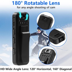 NEW Mini Camera Body Camera Video Recorder, HD 1080P Mini Cam 180 Degree Rotating Lens Surveillance Camera Portable Small Video Camera Security Camera Night Vision with Photo and Video Recording