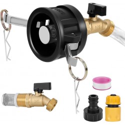 NEW WADEO Filter Type IBC Tote Adapter, 2 Cam Lock for 275-330 Gallon IBC Tote Tank, IBC Tote to Garden Hose Adapter with Brass Hose Faucet (3/4 Female NPT Inlet×3/4 GHT Outlet)
