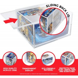 NEW Acrylic Display Case with Sliding Lid, Anti-UV Acrylic Protector Compatible with Pokemon Booster Box – Pack of 1 by EVORETRO