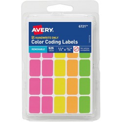 NEW Rectangular Removable Color Coding Labels on Small Sheets