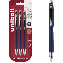 NEW uni-ball Jetstream RT Fine Point Retractable Ball Point Pens, 3 Black Ink Pens (70877)