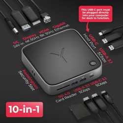 NEW Brydge Stone CORE Powered Charging Docking Station – 10 Ports, 100W PD, Dual Monitor Docking Station, 4K60Hz, 8K HDMI, SD 4.0, USB-A & USB-C, Ethernet – Windows & MacOS Compatible Laptop