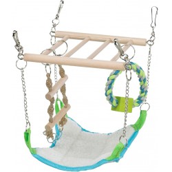 NEW TRIXIE Small Animal Suspension Bridge with Hammock, Rope Ladder, and Ring, Cage Accessory for Ferrets, Rats