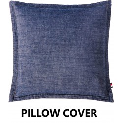 NEW ELEGANT LIFE HOME 100% Cotton Washed Yarn Dyed Denim Euro Sham Cover 26'' x 26'' Throw Pillow Cover (1 pc, Dark Blue)