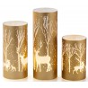 NEW SET OF 3 Holiday Memories Lighted Glass Holiday Design Luminaries