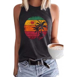 NEW XS Sun Salt Sand Beach Coconut Tree Tank for Women Summer Casual Sleeveless Vacation Beach Workout Tank Tops