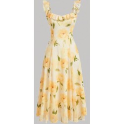 NEW MEDIUM SHEIN MOD Women's Floral Printed Dress With Ruffle Hem